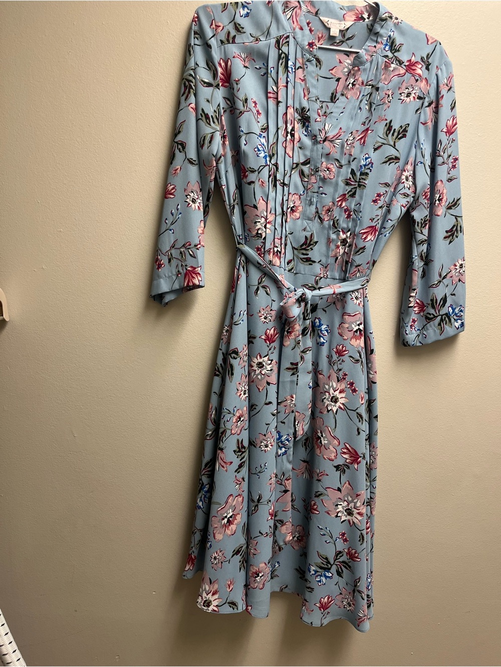Nanette  Light Blue Floral Tie-Waist Women's Dress